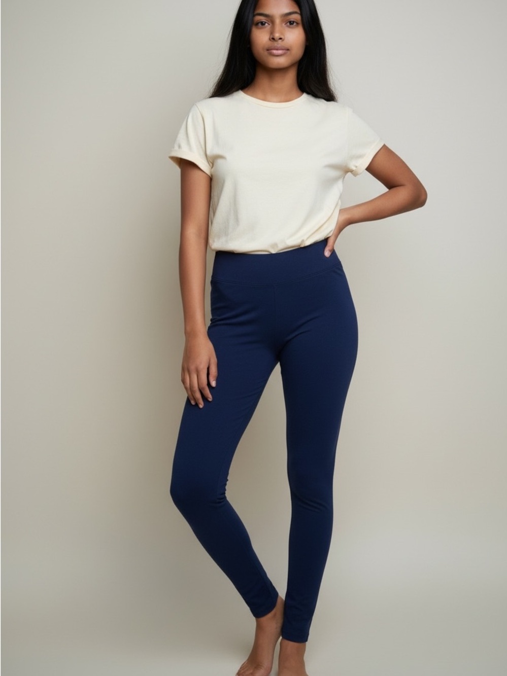 Women's Lands' End Navy High-Rise Leggings Size Small Tall
